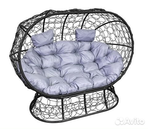 Кокон Лежебока на подставке (ротанг, черный с серо