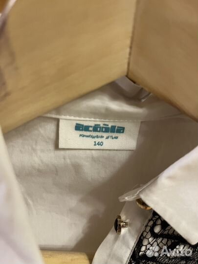 Белая рубашка для девочки 140