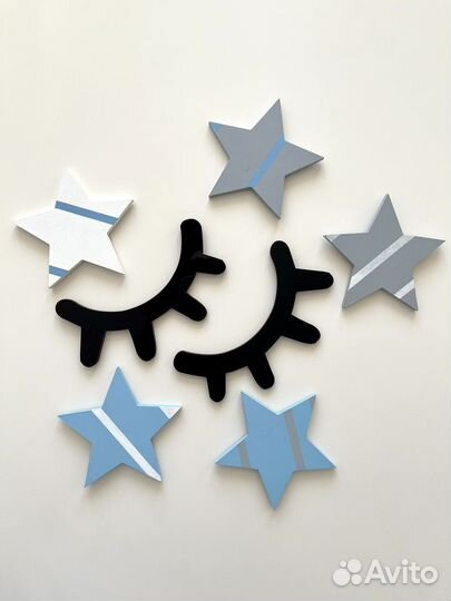 Деревянные звезды и ресницы на стену