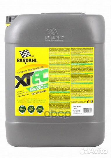 5W30 xtec C3 20L (синт. моторное масло) Bardahl