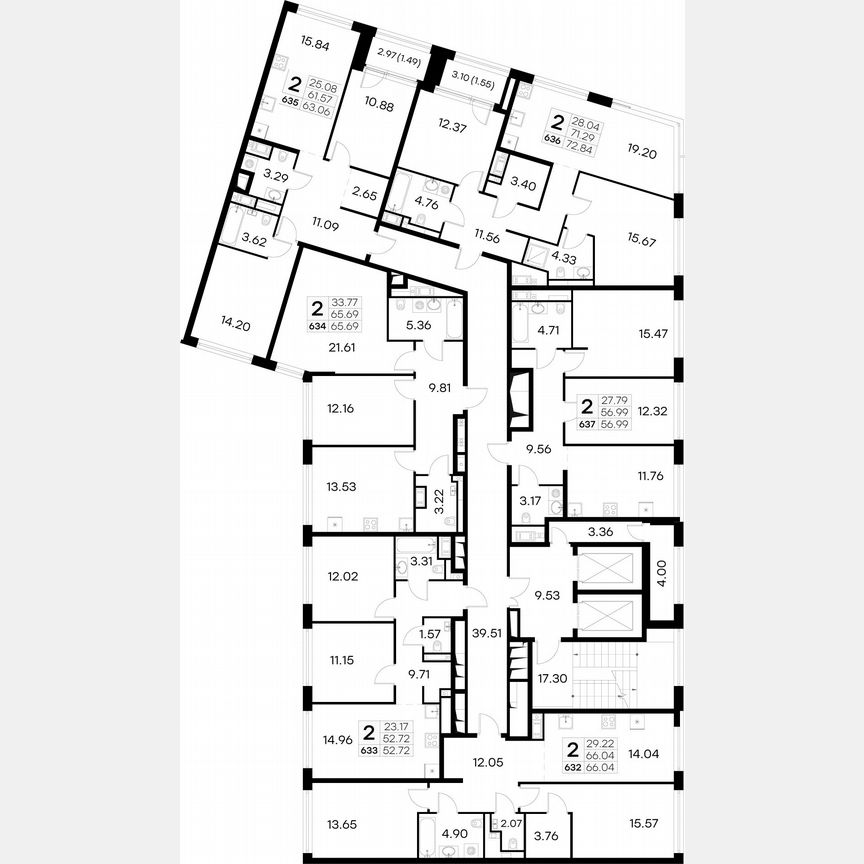 2-к. квартира, 66,6 м², 4/19 эт.