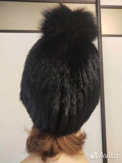 Шапка норковая Женская вязаная