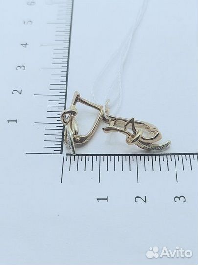 Золотые серьги с фианитом