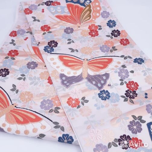 Оби Фукуро с металлизированной вышивкой, шёлк