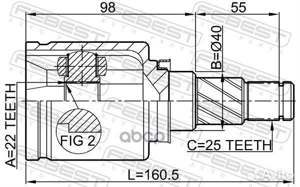 ШРУС внутренний левый 22X40X25 nissan tiida 05