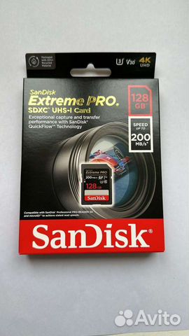 Карта памяти 128 GB sdxc Sandisk Exreme PRO 200mb