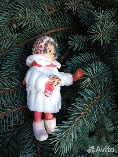 Ватные елочные игрушки ручной работы