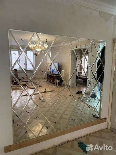Панно ромбик зеркало стекло