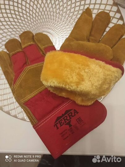 Рабочие перчатки замшевые мужские с мехом