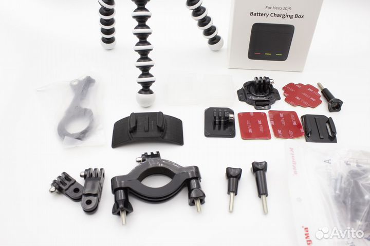 Зарядка GoPro 10/9, акб, на шлем, штатив, на трубы