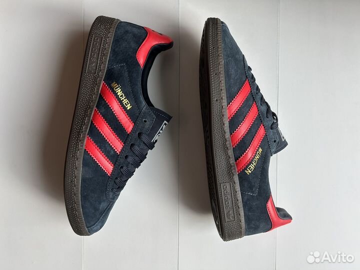 Кроссовки мужские adidas munchen navy red замш