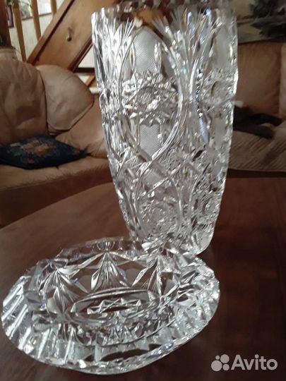 Ваза и пепельница чешский хрусталь