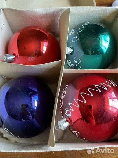 Набор елочных игрушек СССР Шары 10 см Лот 376