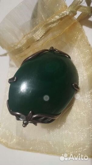 Кольцо с камнем малахит