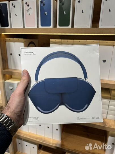 Безпроаодеые наушники airpods pro max синие новые