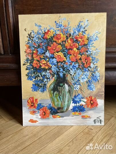 Картина акрил натюрморт цветы