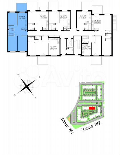 3-к. квартира, 72,6 м², 1/5 эт.