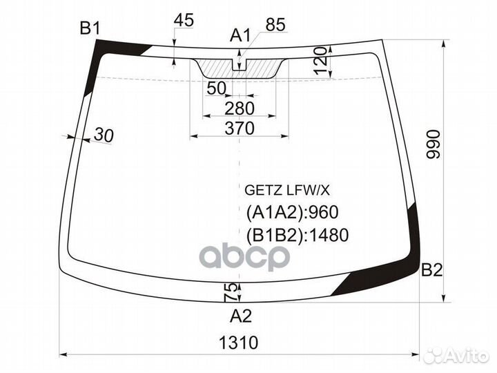 Стекло лобовое hyundai getz/click 3/5D 02-10 GE