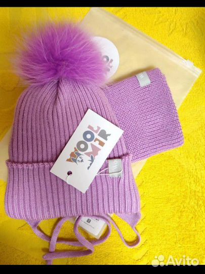 Шапка со снудом для девочки 45 48