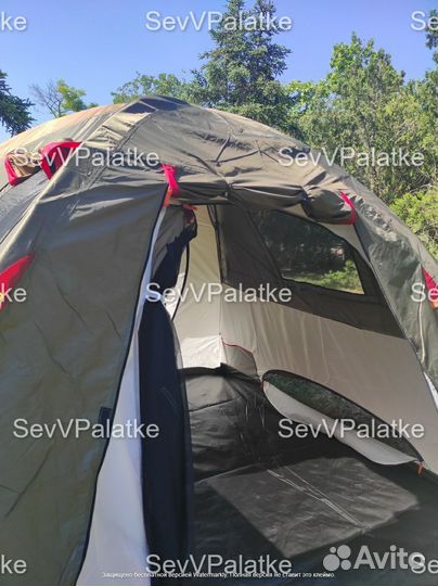 Палатка 4х местная с тамбуром, 2 входа