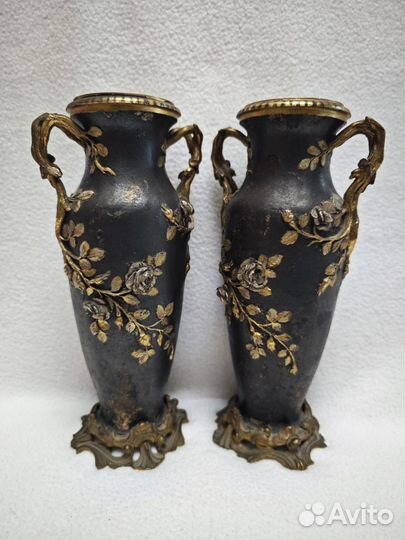 Вазы парные, декоративные. Бронза. Япония