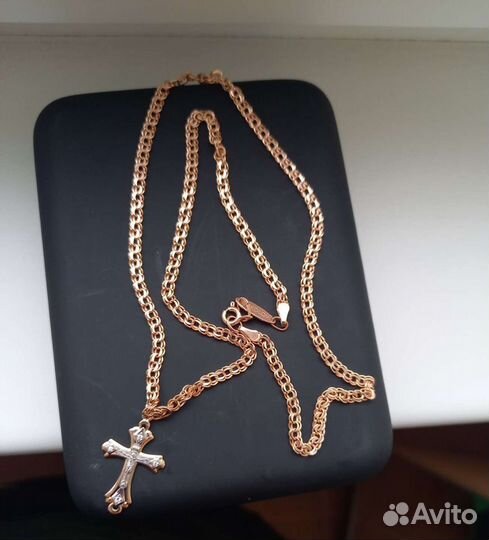 Цепь золотая женская с крестиком