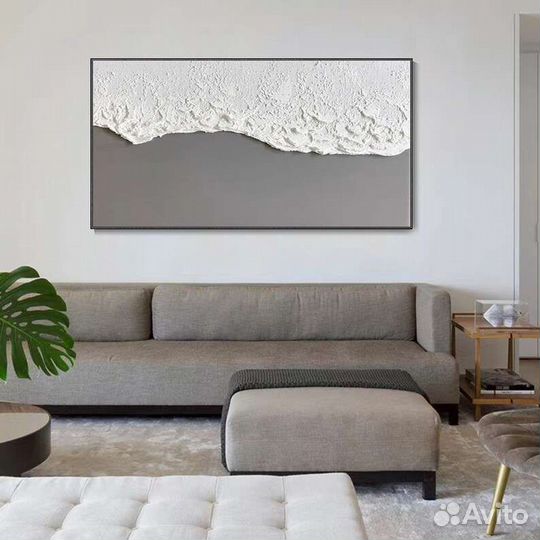 Текстурная картина маслом Белый пляж Интерьерная