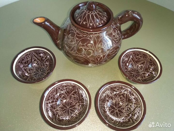 Новый набор: Риштанская Керамика. Чайник и пиалки