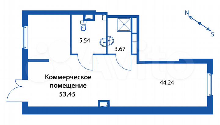 Продам помещение свободного назначения, 53.45 м²