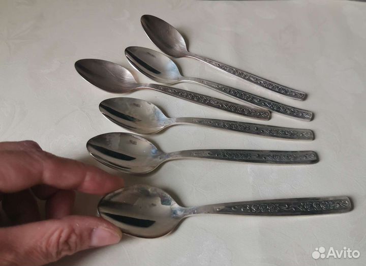 Чайные ложки посеребренные СССР 6 шт