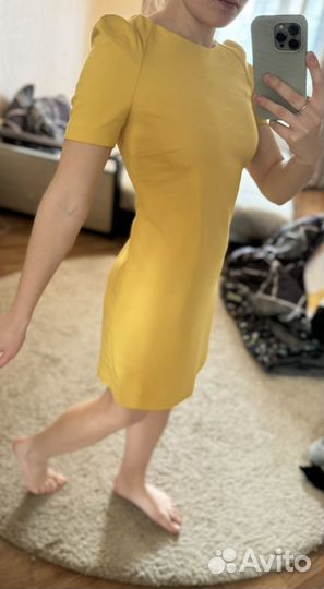 Платье вечернее zara m жёлтое/горчичное