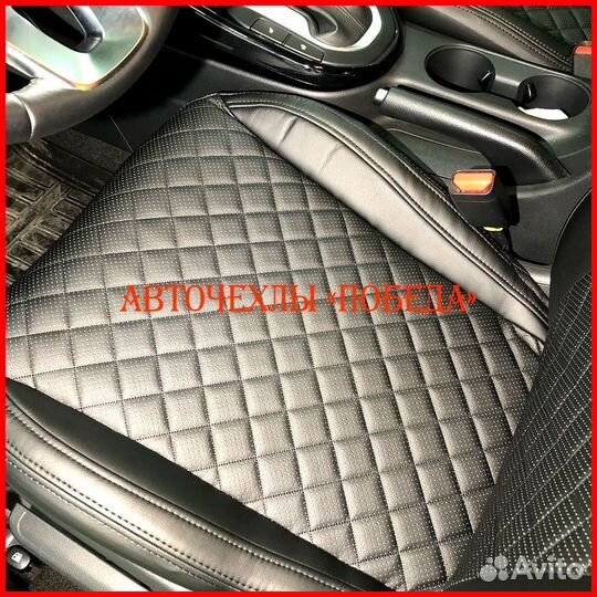 Чехлы Kia Cerato 4 из экокожи чёрные Ромб