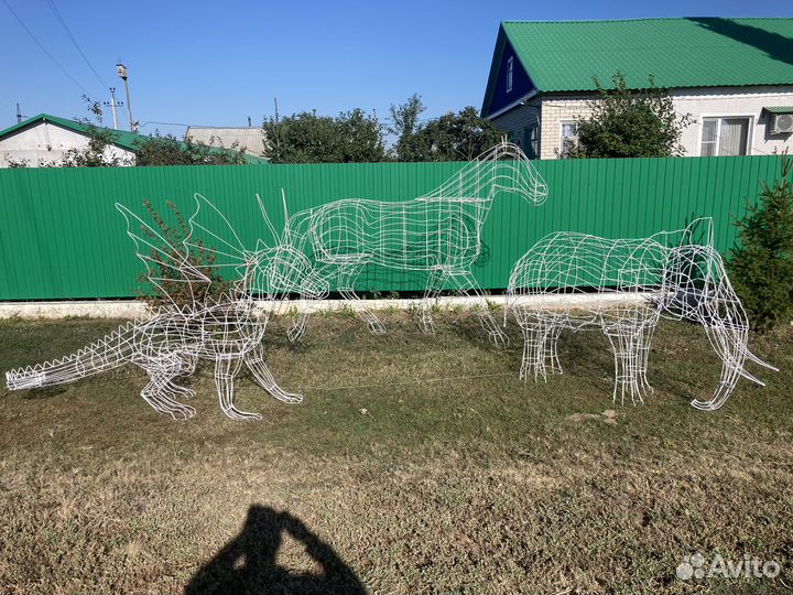 Каркасные фигуры из проволоки. Лошадь, Олень