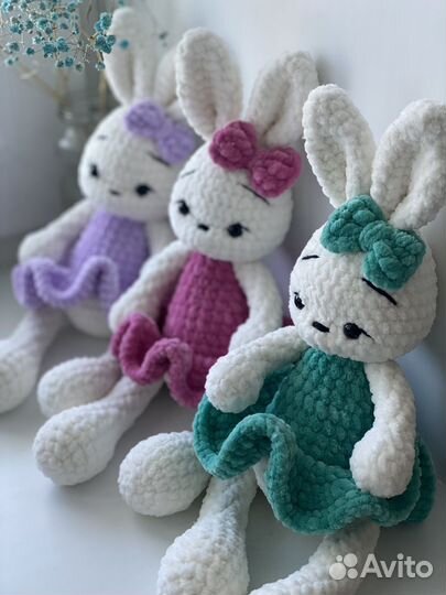 Вязаная Зайка, игрушка ручной работы