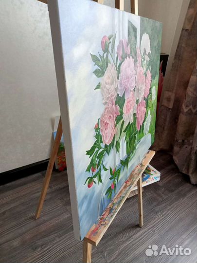 Букет пионов картина маслом