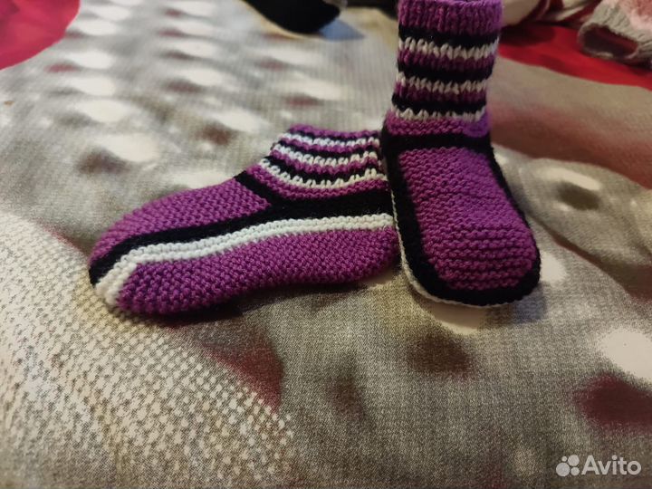 Носки ручной вязки шерстяные детские