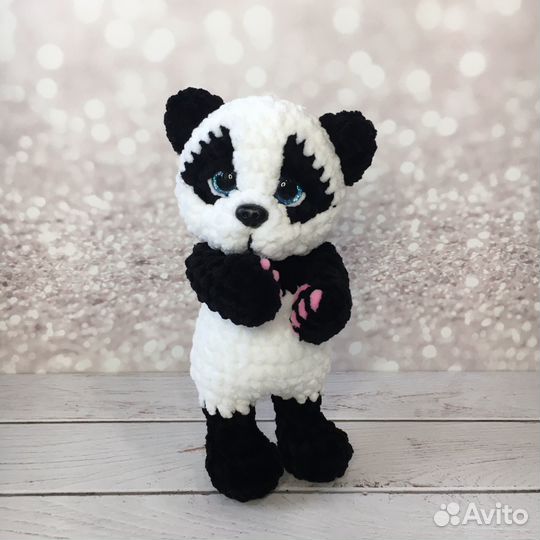 Вязаные игрушки ручной работы мишка, пандочка