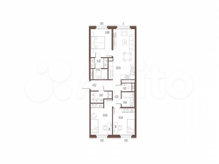 3-к. квартира, 84,1 м², 6/10 эт.