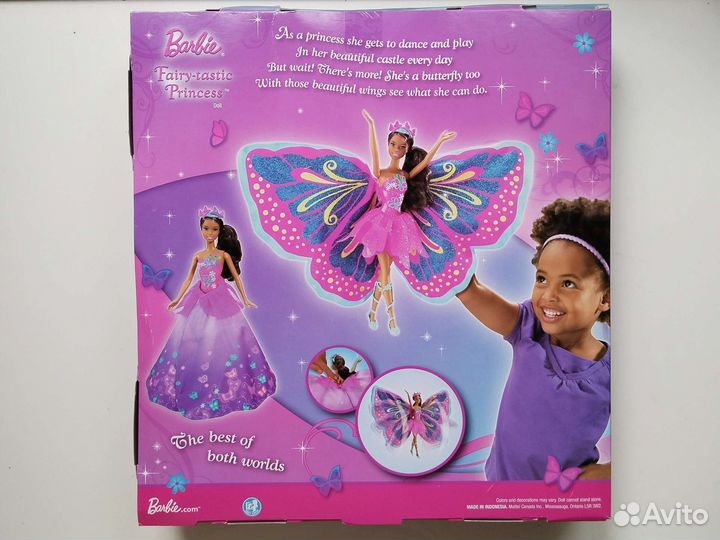 Редкая афро Барби с крыльями как Марипоза