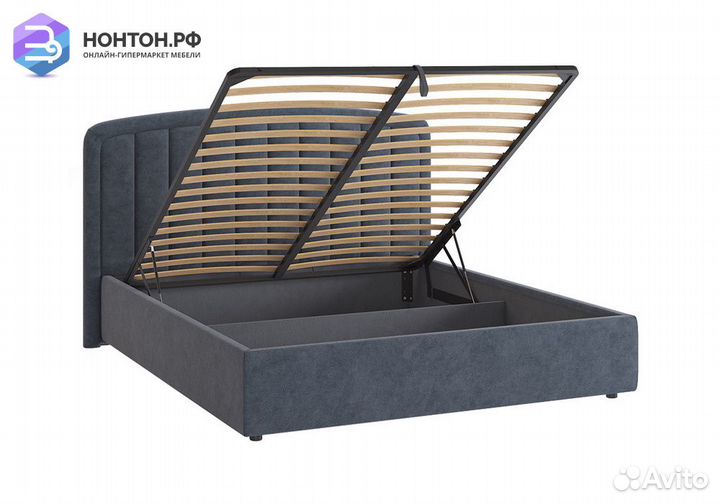 Кровать Сиена 2 1.8 м серо-синяя