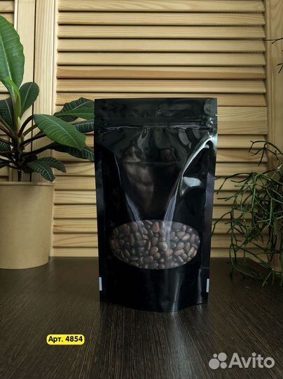 Пакет дой пак черный с прозрачным овальным окошком