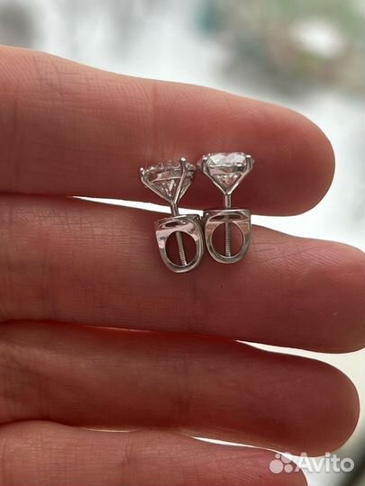 Пусеты с бриллиантами CVD 3.12 карат F/VVS2