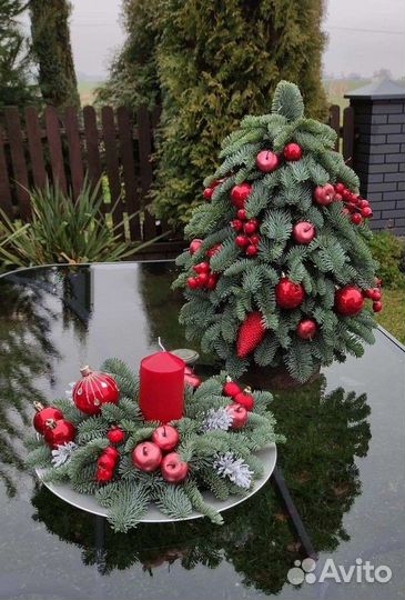 Новогодняя композиции, венки,елочки