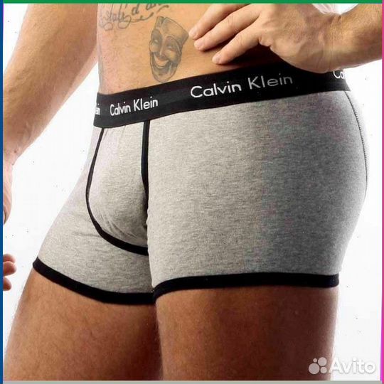 Боксеры Calvin Klein серые с черной резинкой