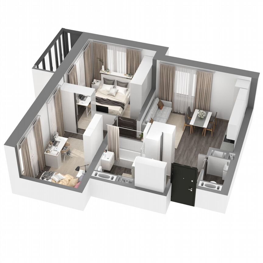 2-к. квартира, 56,2 м², 4/23 эт.