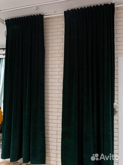Комплект штор Велюр 2,0м+2,0м (Изумруд)