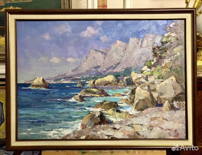 Картина маслом. Крымский морской пейзаж