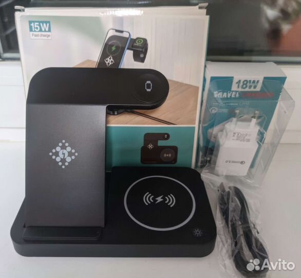 Беспроводная быстрая зарядка док станция iPhone4в1