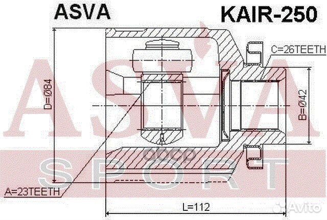 ШРУС внутренний перед прав kair250 asva