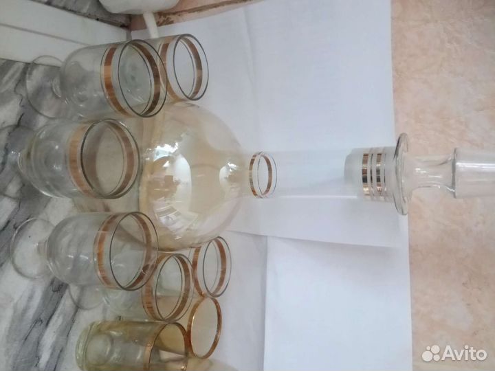 Штофы и графины СССР со стопками и рюмками